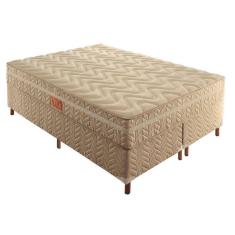 Box Queen Florença 42x158x198cm com Colchão Queen Molas Ensacadas Júlia 28x158x198cm Rustico Bege