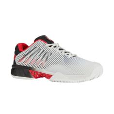 K-Swiss Tênis masculino Hypercourt Express 2 HB - Clay Court, Branco brilhante/limusine elástico/vermelho de alto risco, 39