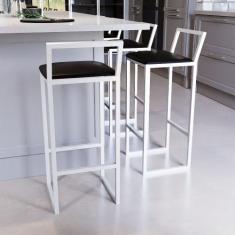 Jogo 3 Banqueta Alta Balcão Bistrô Branca Confort Industrial Assento E