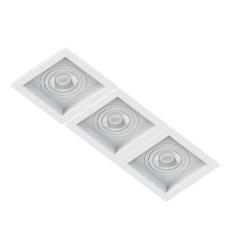 Spot Triplo Embutir Quadrado Recuado Branco Para Mini Dicróica Gu10 Mr