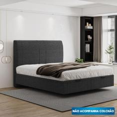 Cama Baú Flutuante Space Queen Linho - Skybox - SKYBOX BOX E BAÚS, Pre