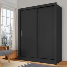 Guarda Roupa Solteiro Nanda 2 Pts Preto Fosco - Moveis Arapongas - A M