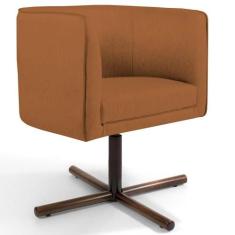 Poltrona Decorativa Giratória Base X Betina D02 Veludo Telha C-262 - L