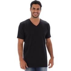 Camiseta Masculina Algodão Decote V. Lisa Preta - Anistia, P