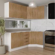 Cozinha Modulada 6 Peças sem Tampo com Rodapé 3 Aéreos e 3 Balcões Ipanema Cabecasa Madeiramadeira Acácia
