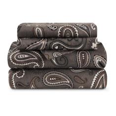 Superior Jogo de lençol de cama de algodão escovado de flanela, macio, quente, lençóis lisos modernos, decoração de quarto, 1 lençol de cima, 1 lençol com elástico alto, 1 fronha, solteiro, carvão