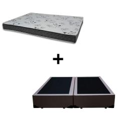 Cama Box Casal 138 Bipartido Tecido Sintético Marrom Com Colchão Miller Bello Box - 100% Espuma - D33 Cinza 54x138x188