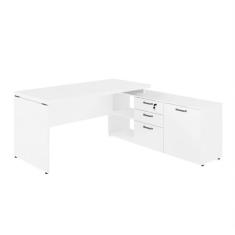 Mesa p/ Escritório em L 1,90m Web40 c/ Armário Branco/Branco - weboffi