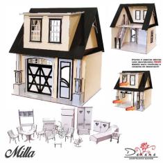 Casinha bonecas escala Barbie garagem Milla Crem 18 MOVEL AB - INDÚSTR