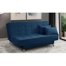 Sofá Cama 3 lugares 1,80m Diana Suede Azul Adonai Estofados