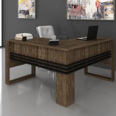 Mesa Escrivaninha de Canto 136cm com Porta Livros e Detalhe Ripado ME4