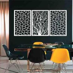 Quadro Decorativo Galhos Geométrico 3mm Vazado - Mdf - Decoarts, Branc