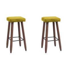 Kit 2 Banquetas Altas Quadradas Pés Madeira Modelo Paris - JOTABE, ama