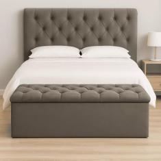 Recamier Bau Estofado Casal Queen Padrão Anita 160 cm Veludo - BELA DO