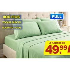 Lençol Casal 400 Fios Ponto Palito Luxo 3 Peças Toque Macio Com Elasti