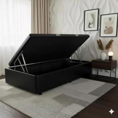 Cama Box Baú Castor Solteiro Corano Preto 96x203x35cm