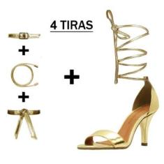 Sandália Troca Tira Salto Alto Fino Luiza Sobreira Ouro-Feminino