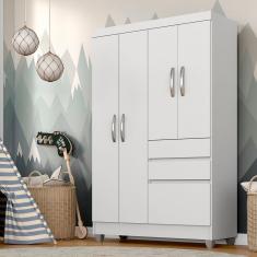 Guarda Roupa Solteiro Lia 4 Portas Branco - Moveis Arapongas