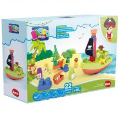 Bloco para Montar Ilha do Pirata 22 Peças MK366 - Dismat