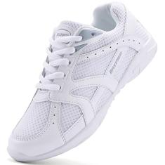 BAXINIER Jovens Meninas Branco Cheerleading Sapatos de Dança Treinamento Atlético Tênis Caminhada Respirável Competição Cheer Sneakers