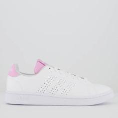 Tênis Adidas Advantage Feminino Branco e Rosa-Feminino