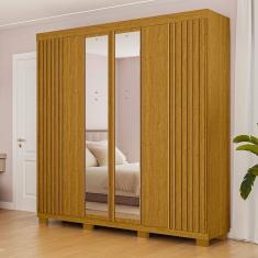 Guarda-roupa Casal 230,10cm 6 Portas Ripado 6 Gavetas com Espelho 100% Mdf Magnólia Cinamomo