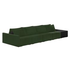 Sofá Ilha 4 Lugares Living 392cm Modulado Sala Lary Veludo Verde/PU Pto K01 - D`Rossi