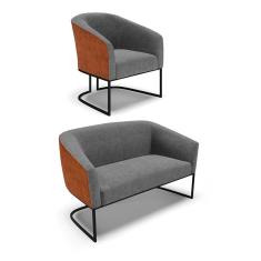 Namoradeira e Poltrona Industrial Preto Stella Noz/Linho Grafite D03 - D`Rossi