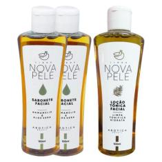 Kit Cuidado Facial: 2 Sabonete Facial 100ml + 1 Loção Tônica Facial No