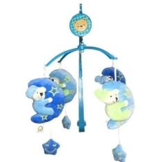 Móbile Musical Berço Giratório Urso Soneca Estrela Meninos - Kitstar