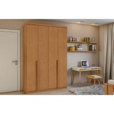 Guarda Roupa Casal 4 Portas e 2 Gavetas Alonzo Amendoa - Lopas