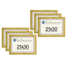 Kit 6 Molduras Porta Diploma Certificado A4 21x30 Amarelo - Santamaria