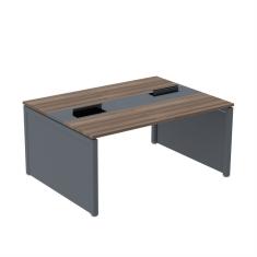 Mesa De Plataforma Dupla Para 2 Pessoas Corporativa 130x140-2p Walnut-grafito