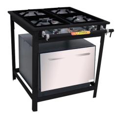 Fogão Industrial a Gás Venâncio VAP4F Vulcão 4 Bocas com Forno Alta Pressão