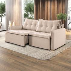 Sofá Cama Flórida Retrátil e Reclinável 180 cm Linho - Lufer Estofados