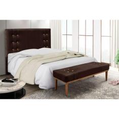Cabeceira Cama Box Queen 160cm e Recamier Gênova Suede S04 - D'Rossi, 