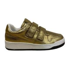 Tênis Arezzo Slip On Dourado Tiras-Feminino