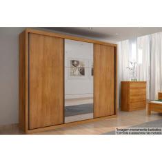 Guarda Roupa Casal Paradizzo-Palazzo 3 Portas de Correr 6 Gavetas MDF Cumaru Novo Horizonte