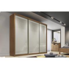 Guarda Roupa Casal Diamond-Londres 3 Portas de Correr 6 Gavetas Cumaru-Fendi MDF Móveis Novo Horizonte