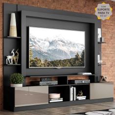 Rack Estante Painel Suporte Tv 65´´ Preto/Laca Fumê