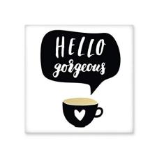 Adesivo brilhante de azulejo de cerâmica escrito à mão com citação Hello Gorgeous