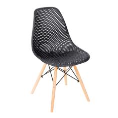 Cadeira Eames Colmeia Base em Madeira - Preto