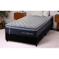 Conjunto Cama Box Solteiro Dakota Preto 96x203x57 Espuma D33