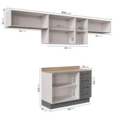 Cozinha Modulada 4 Peças com 3 Aéreos e Balcão 120cm Arizona CabeCasa MadeiraMadeira Branco/Cinza