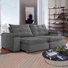 Sofá 5 Lugares Espanha Retrátil e Reclinável 290cm Cinza - Celflex