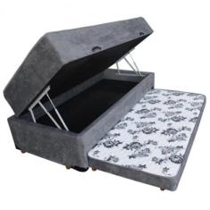 Cama Box Baú Solteiro Conjugado Espuma com Cama Auxiliar Bicama 3 em 1