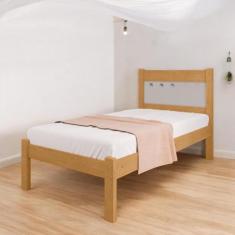 Cama Solteiro Paola Naturalle e Off White com Colchão - Framar
