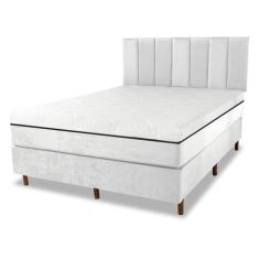 Cama Box e Colchão Magnético com Cabeceira - Therapy Life Slim, Branco