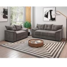 Conjunto Sofá 3 e 2 Lugares Sued Bahamas Flash Estofados, Cinza