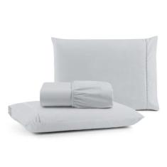 Jogo De Lençol Casal Mirante 100% Algodão 3 Peças - Cinza - Casa Show 